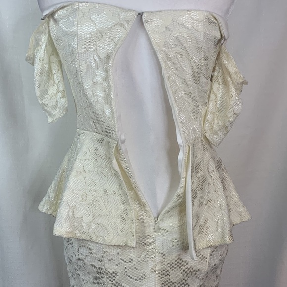 ASOS Cream Lace Peplum Off the Shoulder Dress- EUC - Picture 12 of 16
